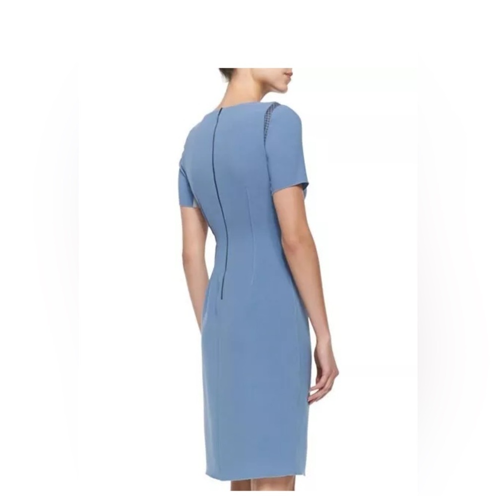 Elie Tahari Amymarie Short-Sleeve Dress Side Pleat S 4 Cornflower Blue - Picture 3 of 10
